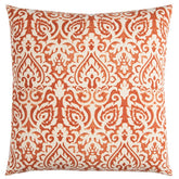 Orange White Distressed Damask Throw Pillow